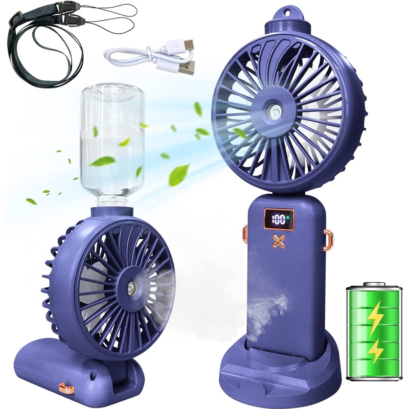 Quạt Phun Sương Mini Cầm Tay HdoorLink 5 Tốc Độ Kèm Giá Đỡ Điện Thoại Có Thể Gấp Gọn Tiện Dụng Mang Theo Du Lịch / Cắm Trại