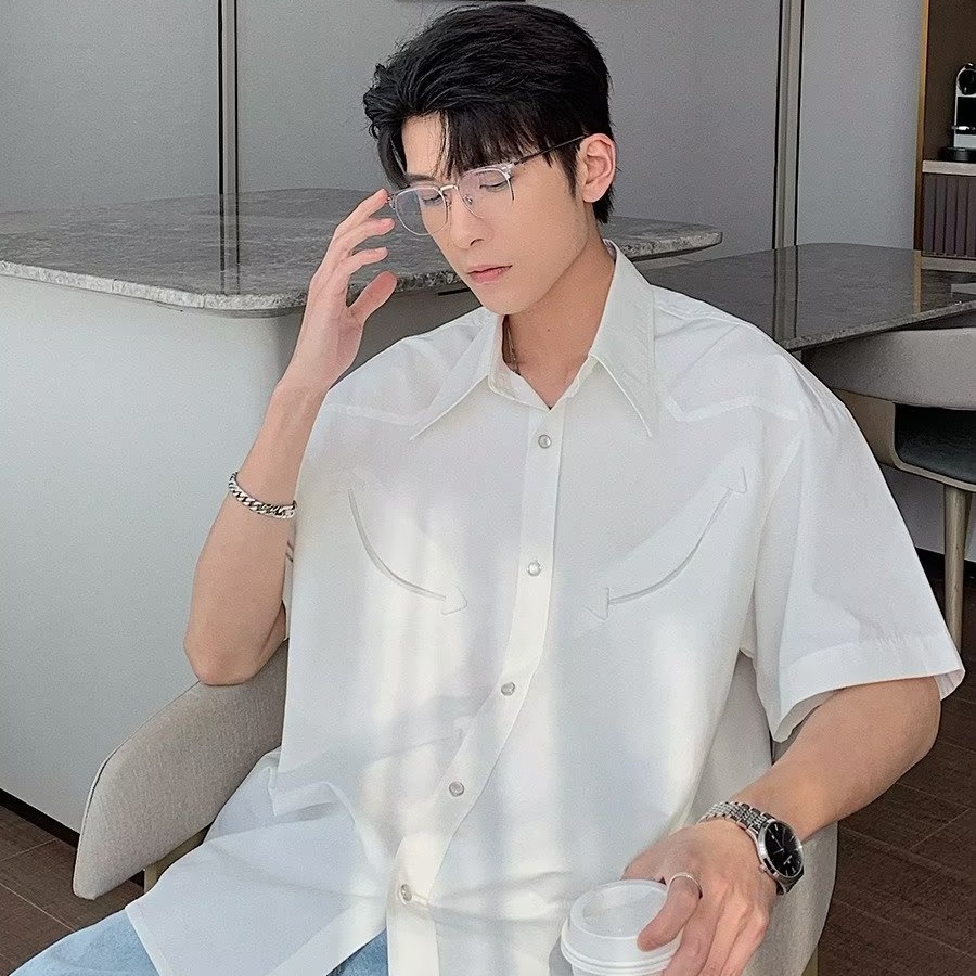 Áo Sơ Mi Màu Sắc Trơn Phong Cách Đường Phố Hàn Quốc Trẻ Trung Cho Nam
