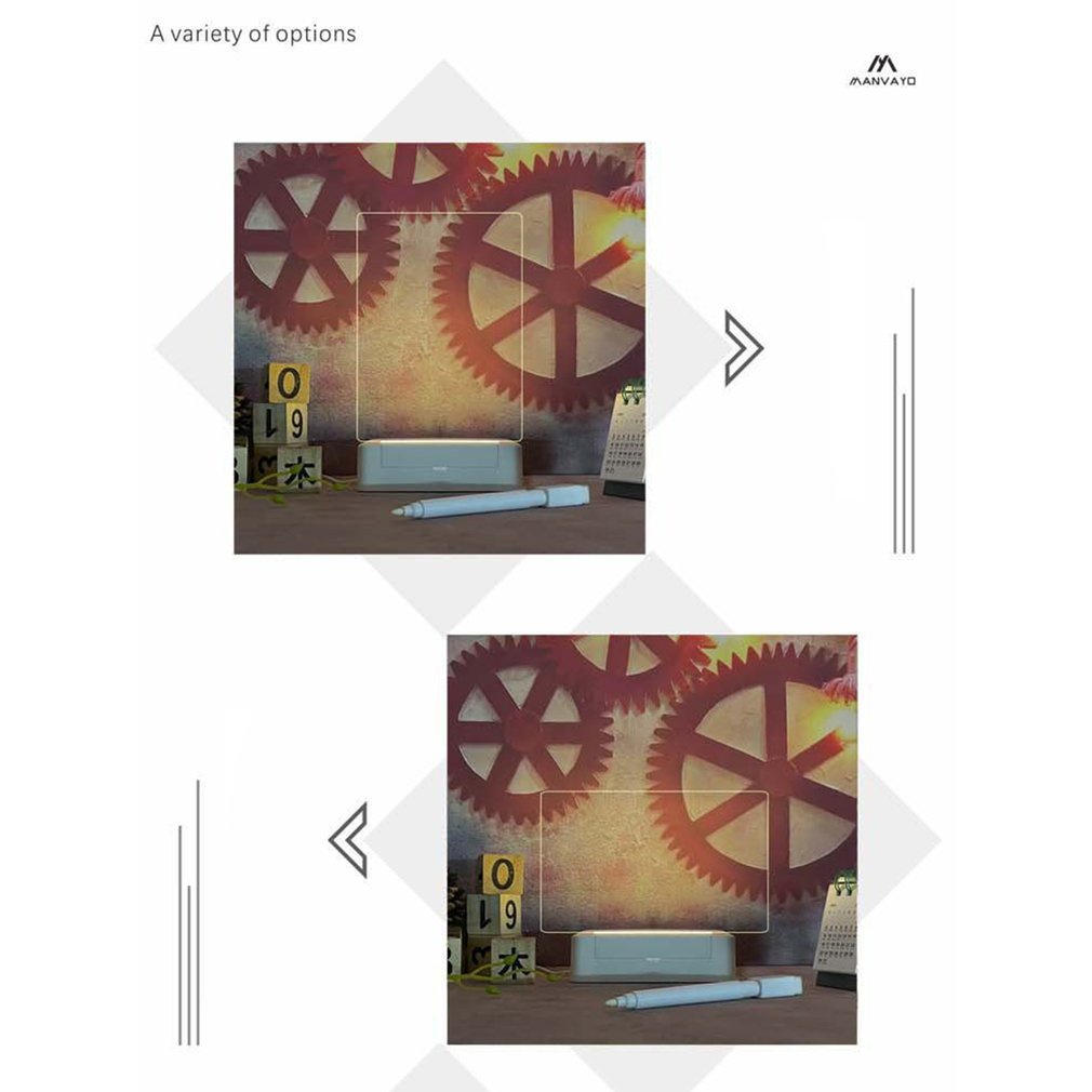 =Christmas=Acrylic Note Board Night Round Base Pen Transparent Luminous Vertical Lights