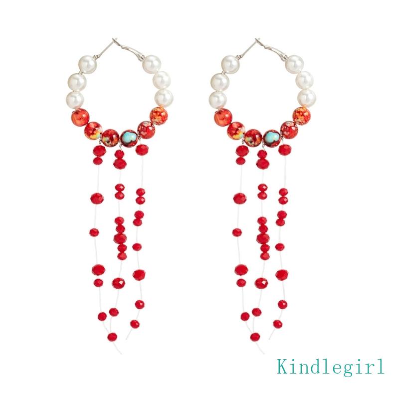 Bông Tai Dáng Dài Đính Ngọc Trai Thời Trang Phong Cách Gothic Cho Nữ