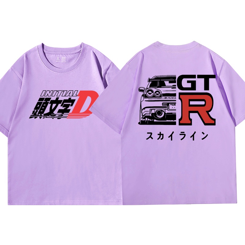 Áo Thun Tay Ngắn Cổ Tròn In Hình Truyện Tranh Nhật Bản Drift AE86 R34 Skyline GTR JDM Cá Tính Cho Nam