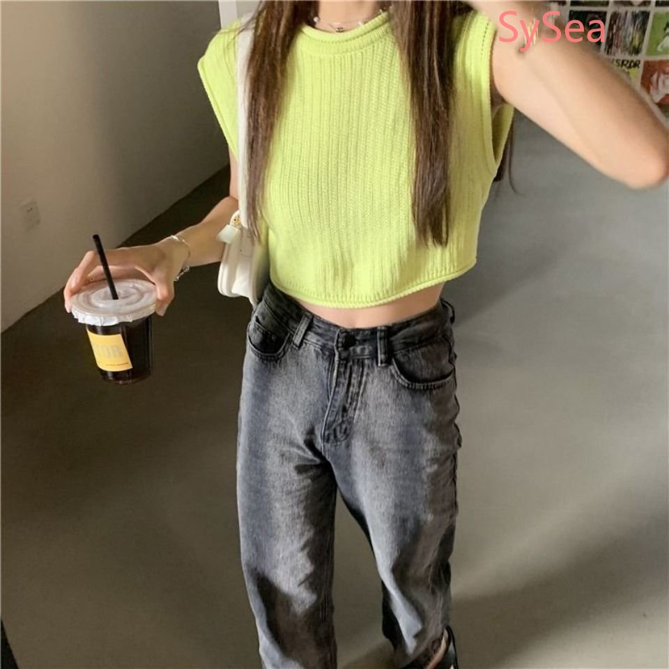 Áo Dệt Kim Không Tay Plus Size Phong Cách Hàn Quốc Cho Nữ