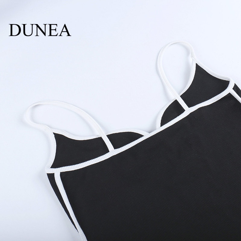 DUNEA Áo Không Tay Màu Đen Kiểu Dáng Đơn Giản Quyến Rũ Cho Nữ