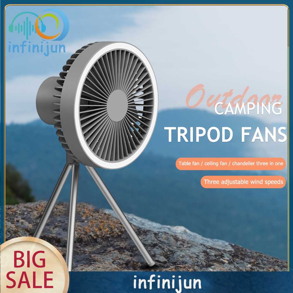 Quạt Cắm Trại 3 Tốc Độ 4000mAh / 10000mAh Có Thể Sạc Lại Bằng Cổng USB