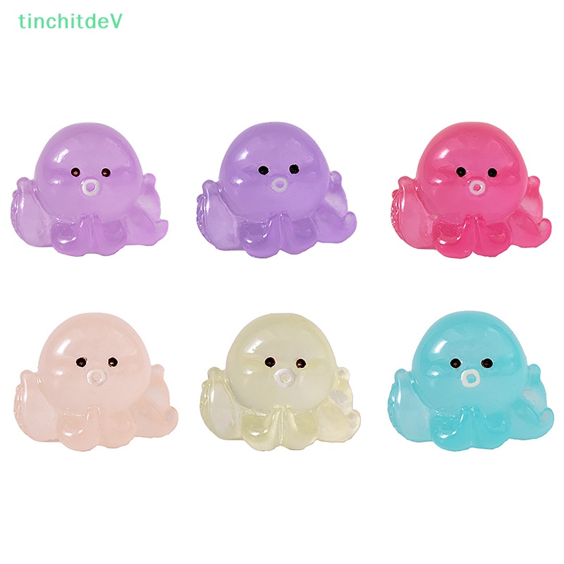 Set 1 / 5 Tượng Bạch Tuộc Dạ Quang Mini Bằng Nhựa Resin Trang Trí Bảng Điều Khiển Xe Hơi / Nhà Cửa DIY