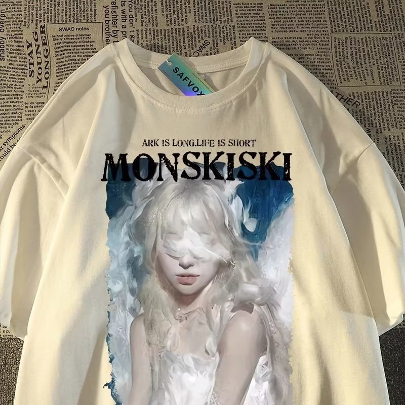 Áo Thun Ngắn Tay In Hình Thiên Thần Phong Cách Âu Mỹ Cá Tính Cho Nam