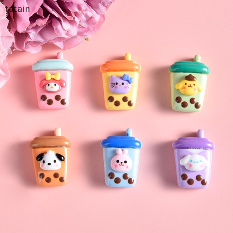 Set 10 Phụ Kiện Trang Trí Điện Thoại / Bông Tai Hình Ly Trà Sữa Sanrios Dễ Thương DIY