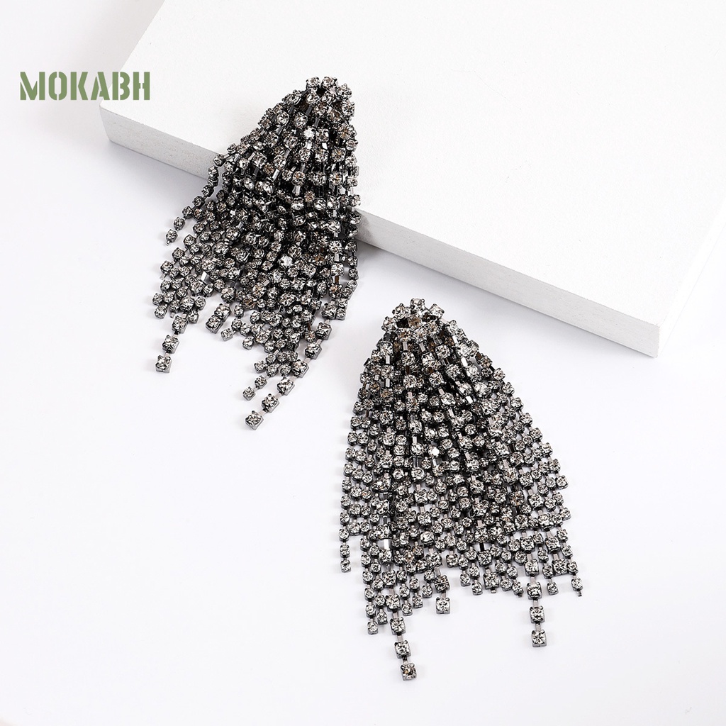 1 Đôi Bông Tai Dáng Dài Đính Đá Thời Trang Dành Cho Nữ