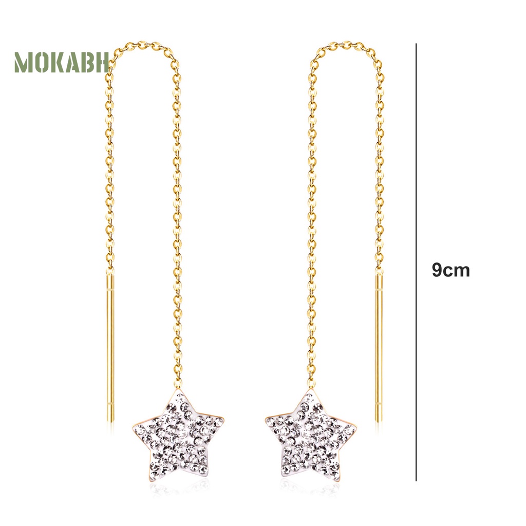 1 Đôi Bông Tai Tua Rua Dáng Dài Hình Ngôi Sao Năm Cánh Phong Cách Âu Mỹ Thời Trang Cao Cấp