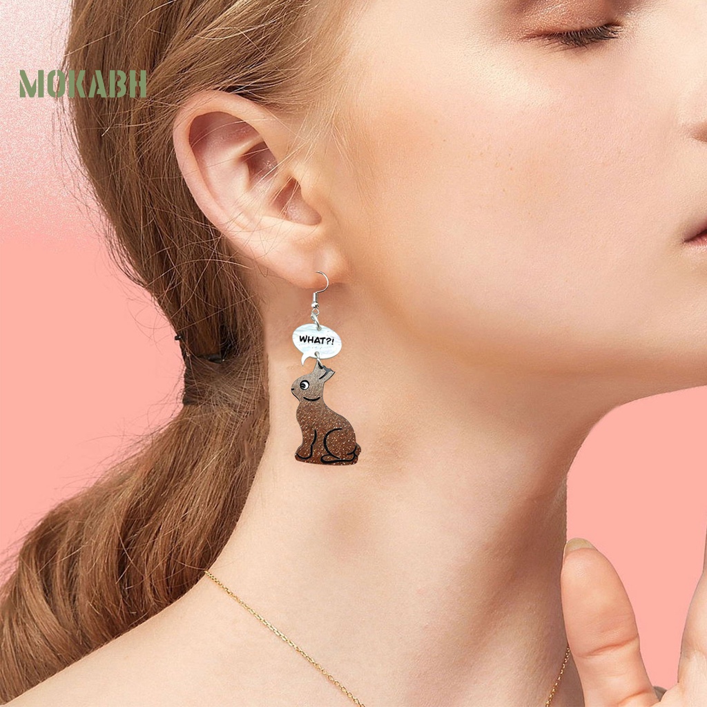 1 Đôi Bông Tai Hình Thỏ Hoạt Hình Bằng Acrylic Quyến Rũ