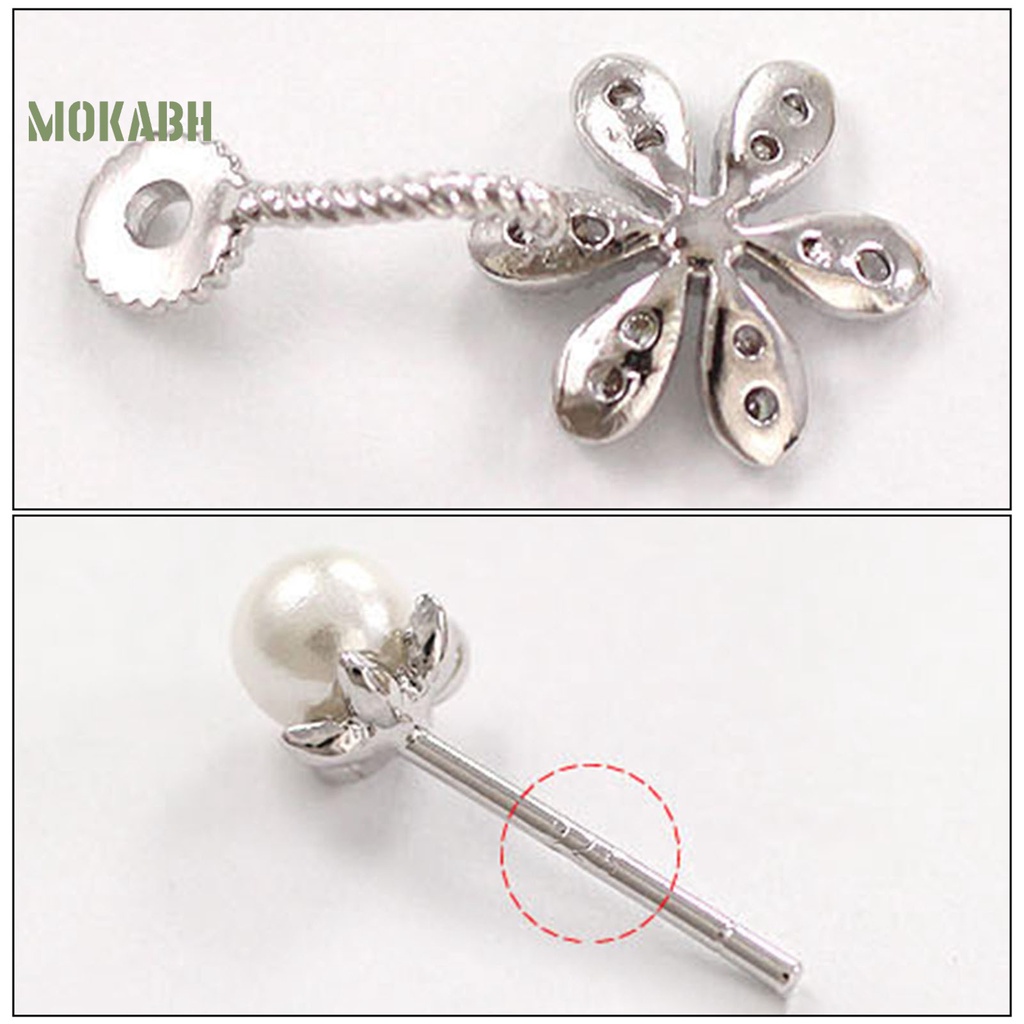 Bông Tai Hợp Kim Hình Hoa Đính Ngọc Trai Giả Lấp Lánh Chống Gỉ Sét Cho Nữ