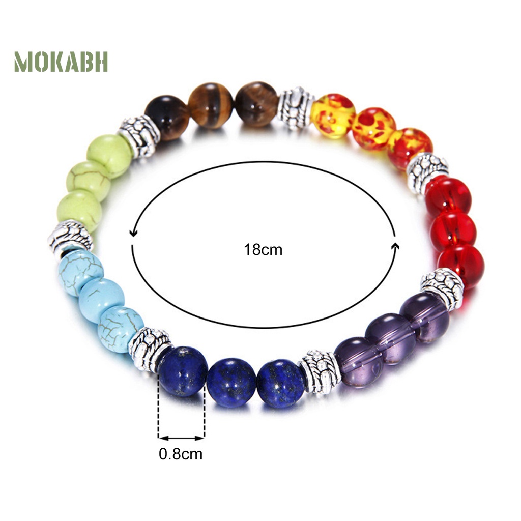 Vòng Tay Chuỗi Hạt Đá Chakras 7 Sợi Co Giãn Giảm Căng Thẳng