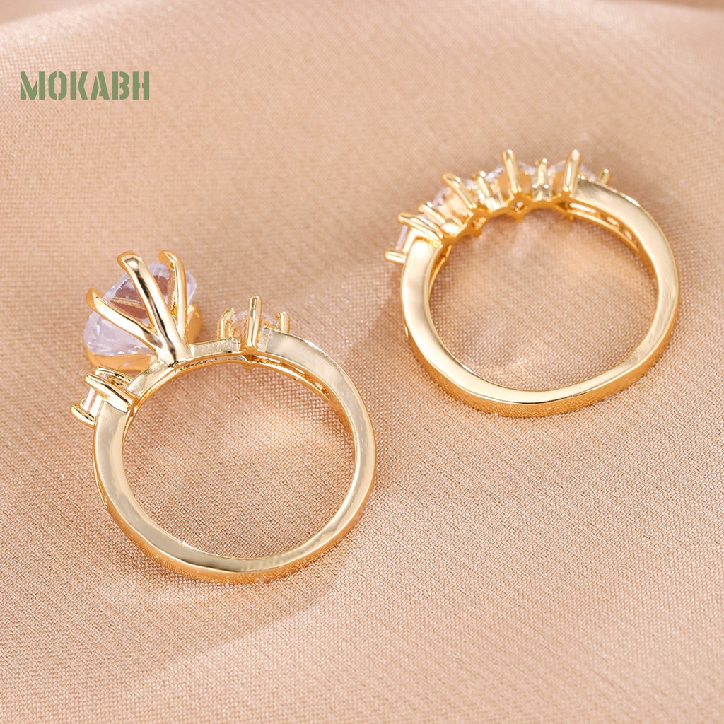 Set 2 Nhẫn Đính Đá Phong Cách Sang Trọng Thanh Lịch Dành Cho Nữ