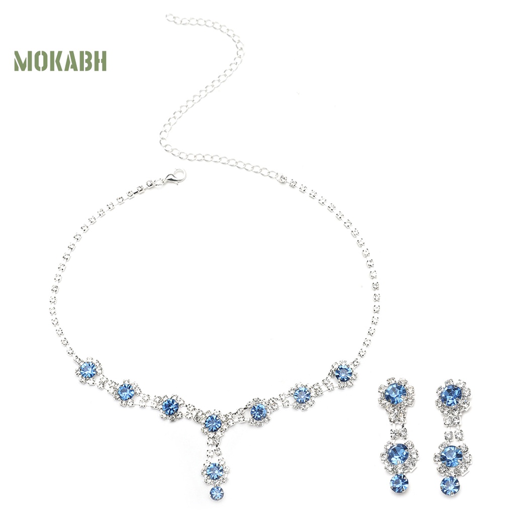 1 Bộ Vòng cổ + Bông Tai Đính Đá Lấp Lánh Sang Trọng Thời Trang