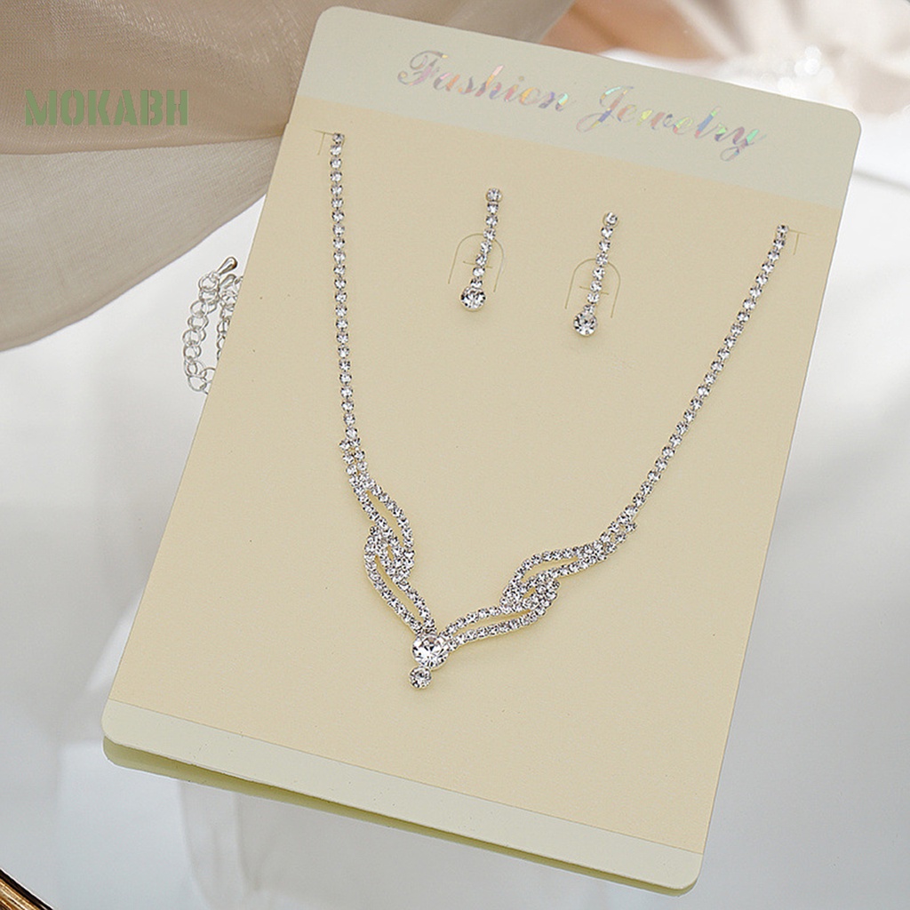 Bộ Trang Sức 2 Món Gồm Vòng cổ / Bông Tai Nhiều Lớp Đính Đá Sang Trọng Cho Nữ