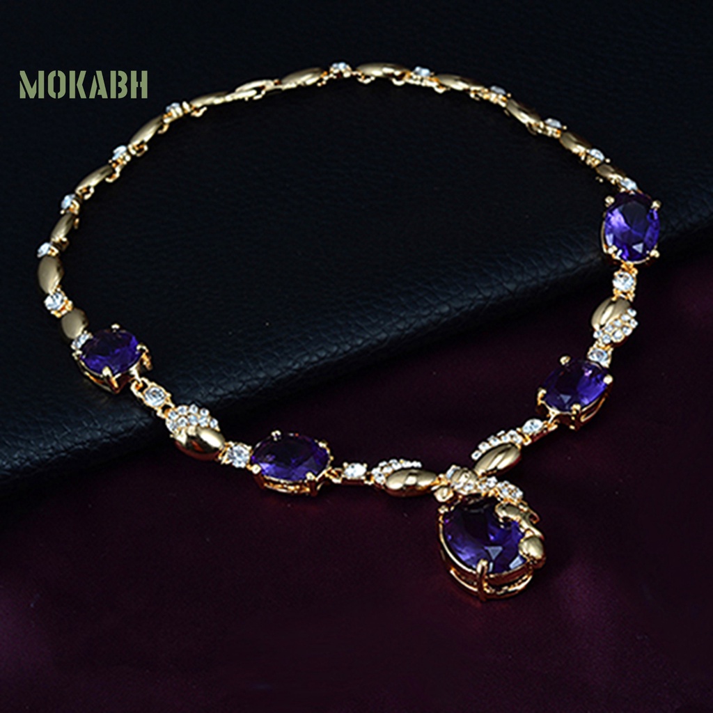 Bộ Trang Sức Gồm Vòng cổ / Vòng Tay / Nhẫn / Bông Tai Dát Đá Quyến Rũ