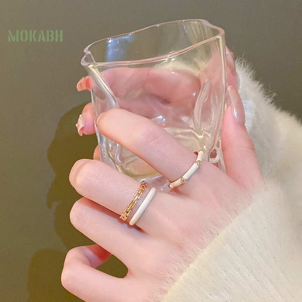 [Mới] Nhẫn Hai Lớp Dạng Hở Mạ Vàng Trơn Phối Dây Xích Thời Trang Có Thể Điều Chỉnh Làm Quà Tặng Cho Nữ