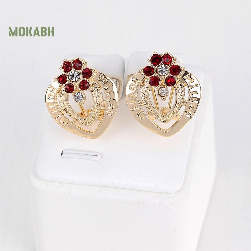 Bộ Trang Sức Gồm Vòng cổ / Bông Tai / Nhẫn / Vòng Tay Hình Hoa / Trái Tim Đính Đá Thời Trang Cho Nữ