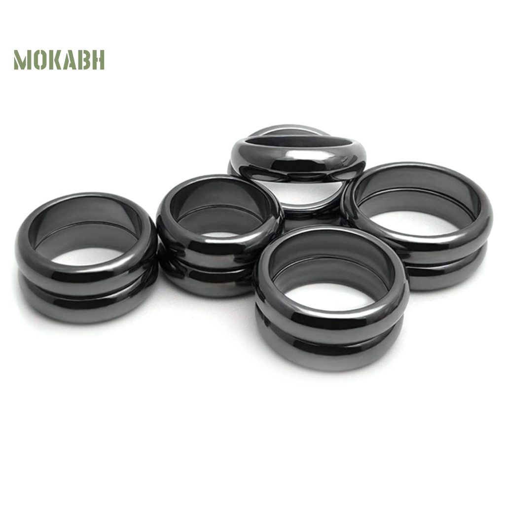 Nhẫn Đá Hematite Bản Rộng 6mm Thiết Kế Đơn Giản Thời Trang Cho Nam Và Nữ