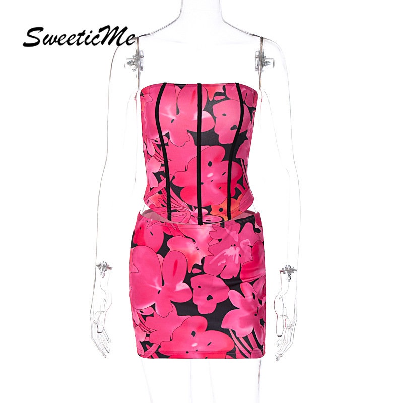 Set Áo Váy Ngắn Ôm Eo In Họa Tiết Thời Trang 2023 Quyến Rũ Cho Nữ