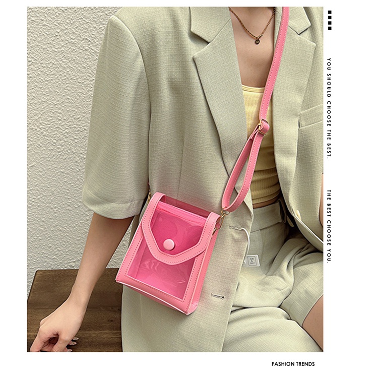 Túi Đeo Chéo Mini Bằng PVC Trong Suốt Phong Cách Phương Tây Thời Trang Cho Nữ