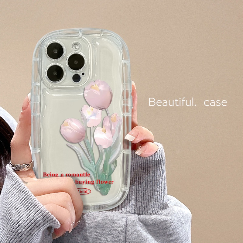 Ốp Điện Thoại TPU Silicone Mềm Trong Suốt Chống Sốc In Hình Hoa Tulip Cho IPhone 13 14 11 12 Pro XS Max X XR 7 + 8 Plus
