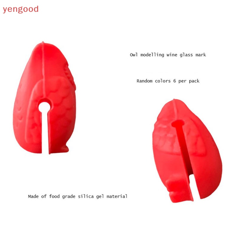 Bộ 6 Thẻ Đánh Dấu Ly Rượu Bằng Silicon Hình Cú Mèo Xinh Xắn