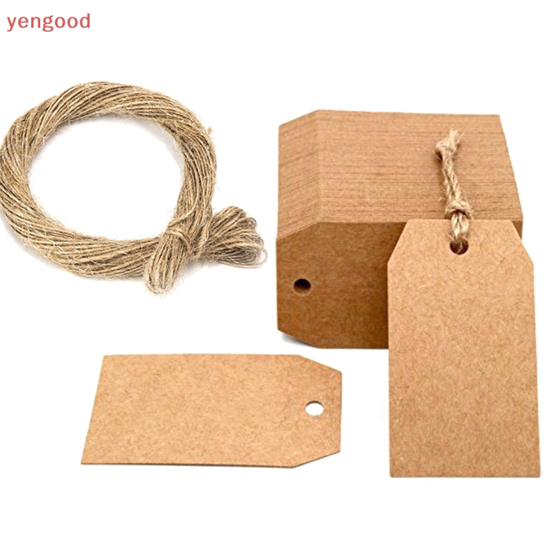 (YGD) 100 Thẻ Giấy Kraft Nâu Có Lỗ Dùng Để Trang Trí Tiệc Cưới Hoặc Tiệc Tùng