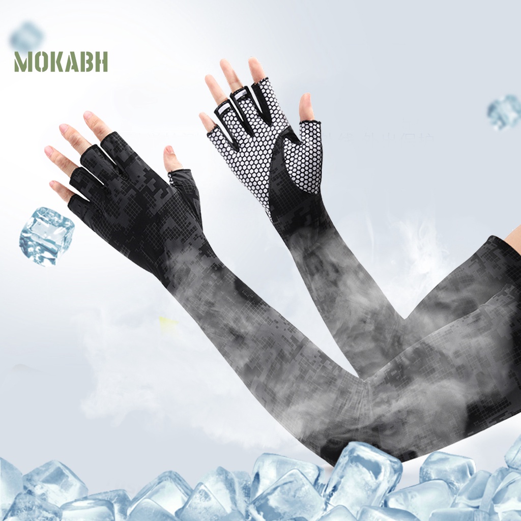 1 Cặp Ống Tay Áo Bằng Lụa Lạnh Mỏng Co Giãn Họa Tiết Rằn Ri