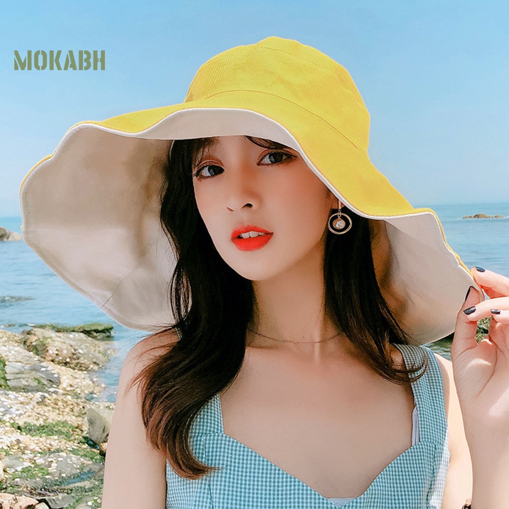 Nón Tai Bèo Hai Lớp Màu Sắc Tương Phản Thời Trang Mùa Hè Cho Nữ