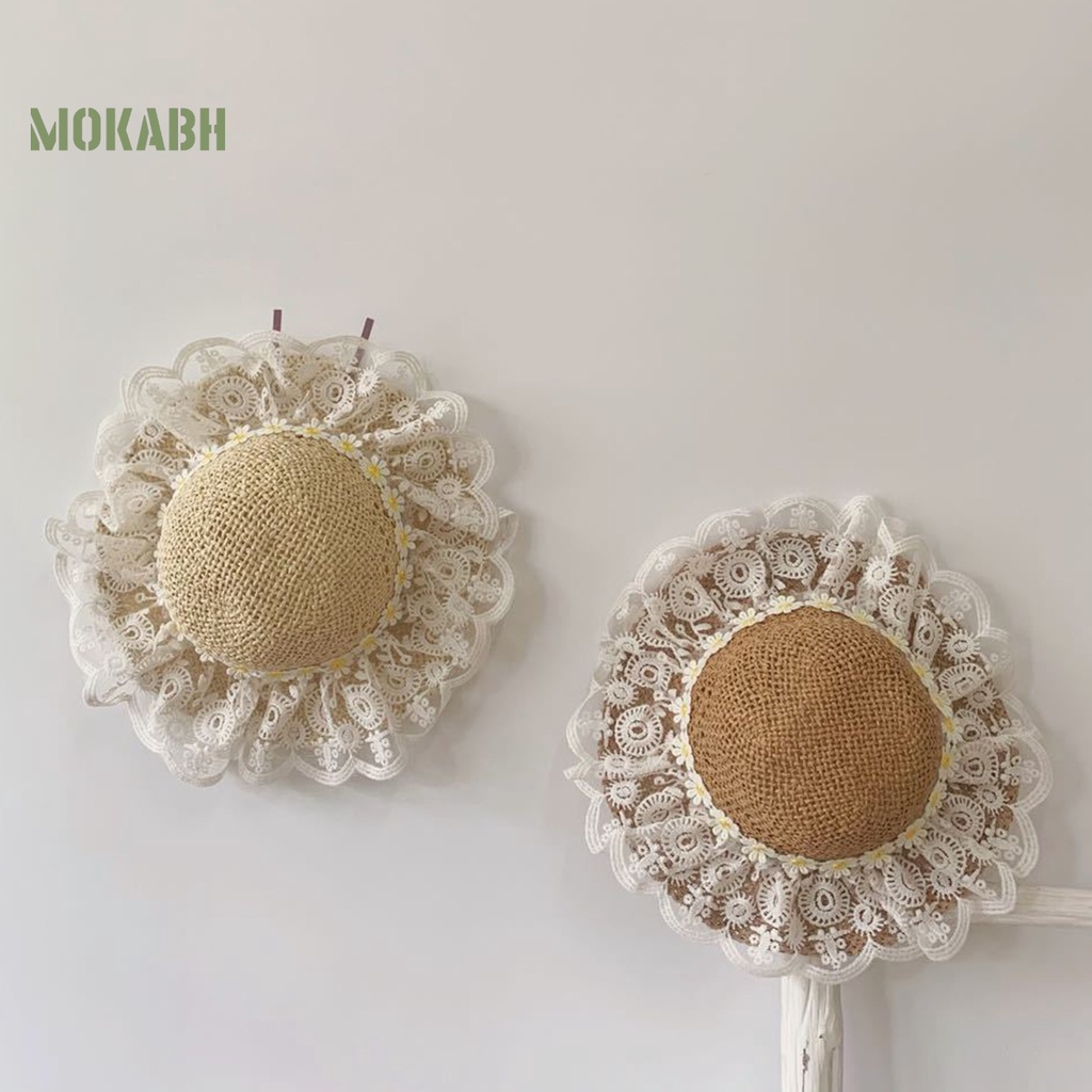 Nón Cối Rộng Vành Thoáng Khí Kèm Dây Đeo Co Giãn Chống Tia UV Thời Trang Mùa Hè Cho Bé Gái