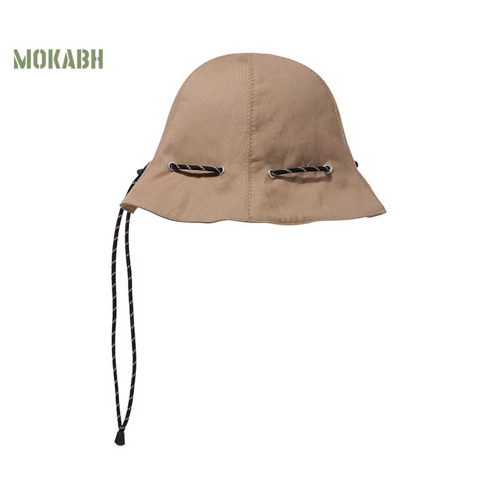 [Mok Abh] Mũ Ngư Dân Tròn Màu Trơn Dây Rút Có Thể Điều Chỉnh Chống Nắng Cạnh Xoăn Mang Đi Câu Cá Cắm Trại Cho Nữ