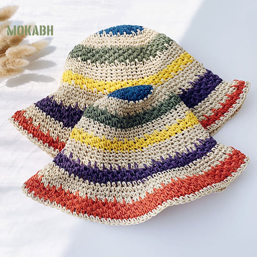 Nón Tai Bèo Màu Cầu Vồng Thoáng Khí Một Kích Thước Vừa Vặn Cho Nữ