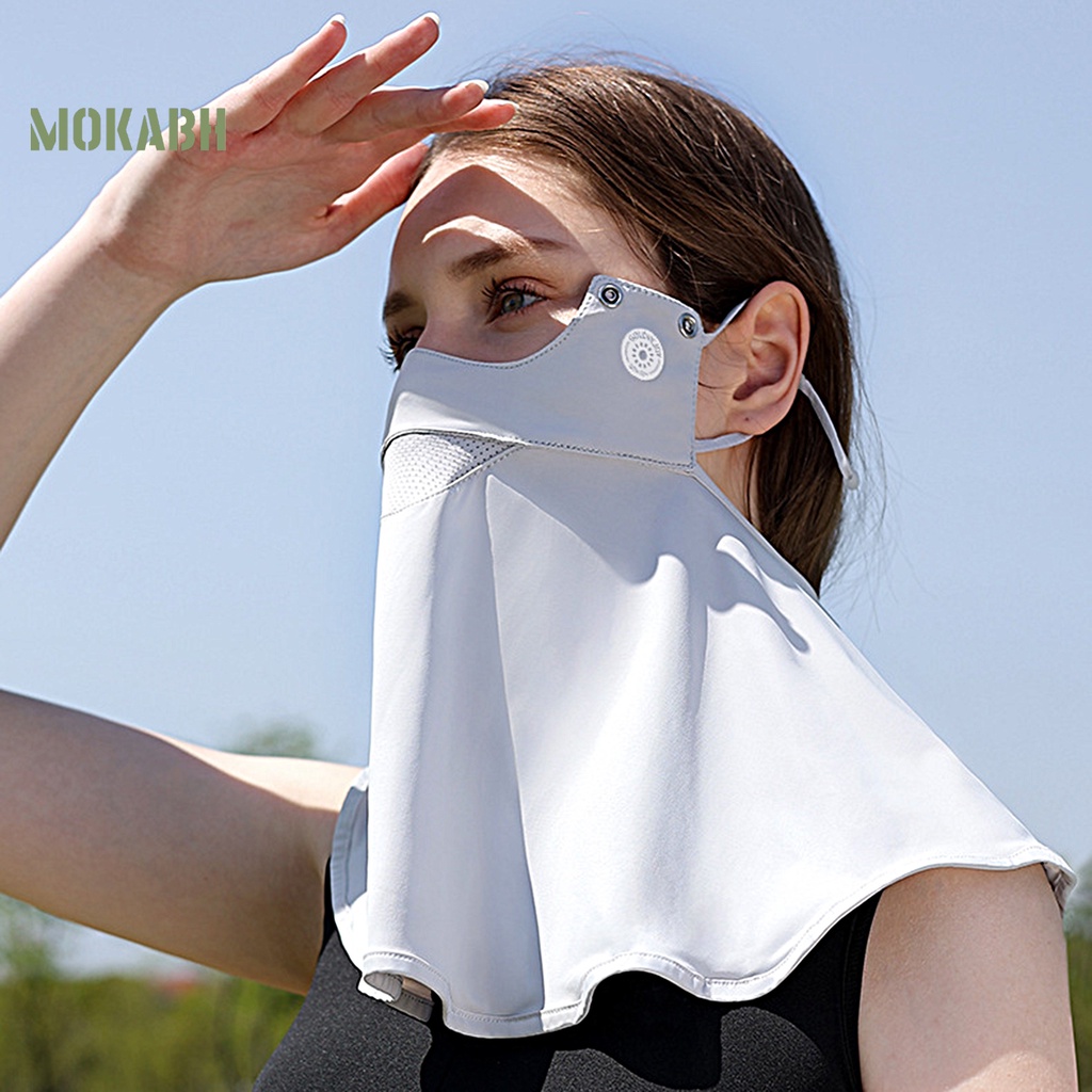 [Mok Abh] Khăn Trùm Đầu Bằng Vải Lụa Lạnh Chống Nắng Có Vành Che Mặt Vành Dùng Khi Lái Xe