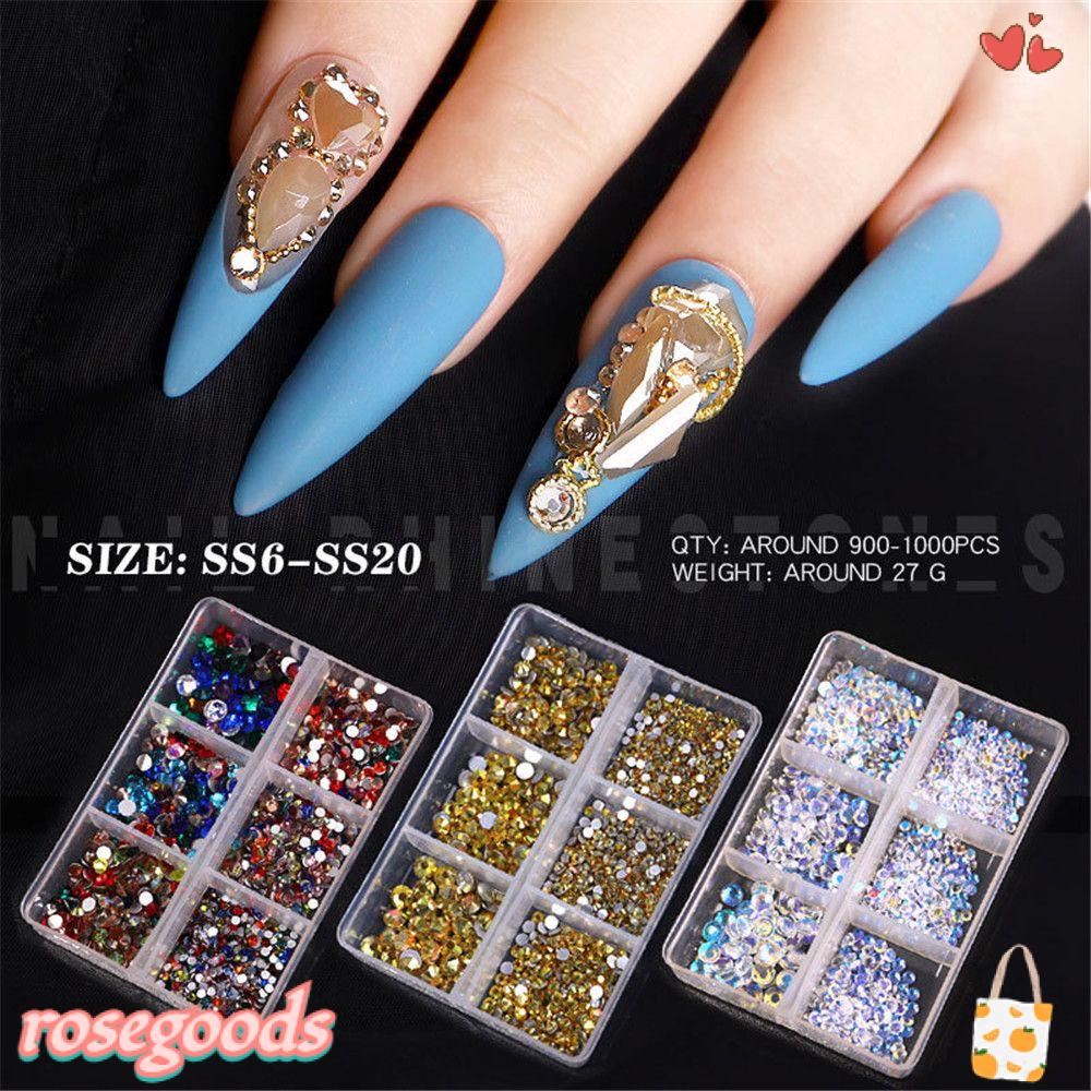 1000 Móng Tay Giả Màu Hồng|Hộp Phụ Kiện Kim Tuyến Trang Trí Móng Tay Xinh Xắn