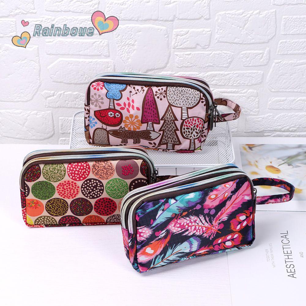 Ví Cầm Tay Ba Lớp Màu Cầu Vồng Sức Chứa Lớn Thiết Thực Cho Nữ