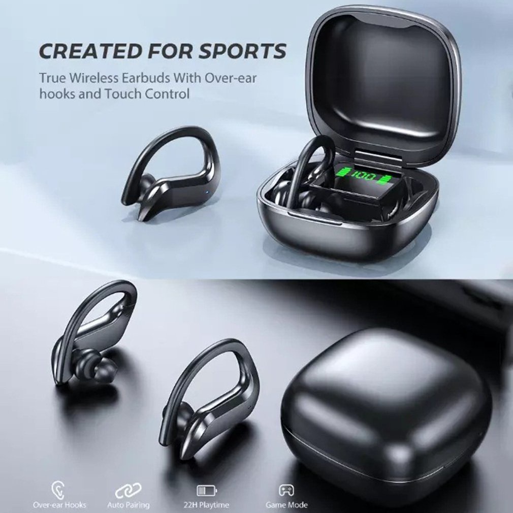 Wireless Headset Md03 Ear Hook Digital Display Waterproof Smart Noise Reduction Sports [Q/1]