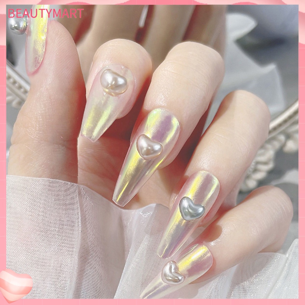 1 Hộp Phụ Kiện Trang Trí Móng Tay Nghệ Thuật Hình Trái Tim Màu Sắc Tươi Sáng Lấp Lánh