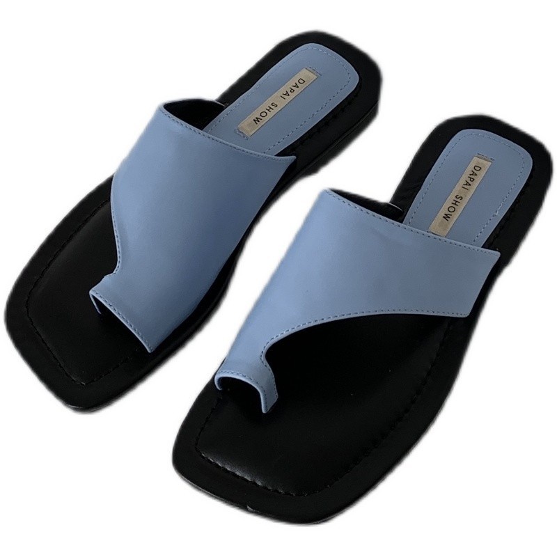 Dép Sandal Đế Thấp Mũi Vuông Thời Trang Đi Biển Mùa Hè 2023 Mới Cho Nữ