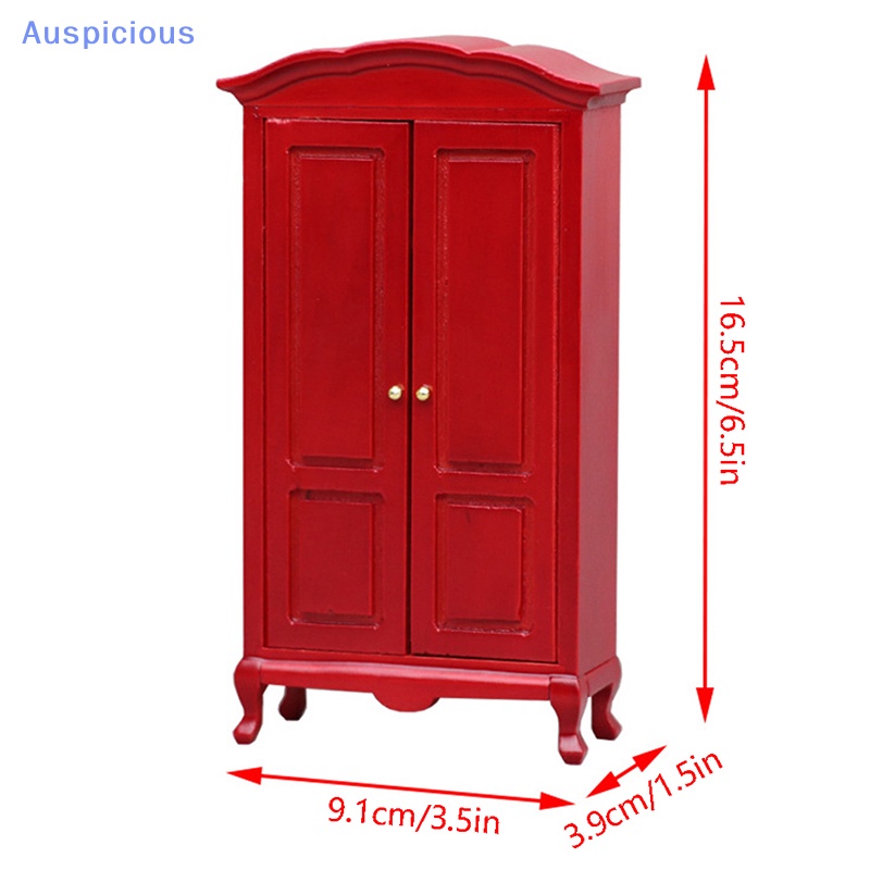 Tủ Quần Áo Màu Đỏ Phong Cách Retro Dành Cho Nhà Búp Bê 1: 12