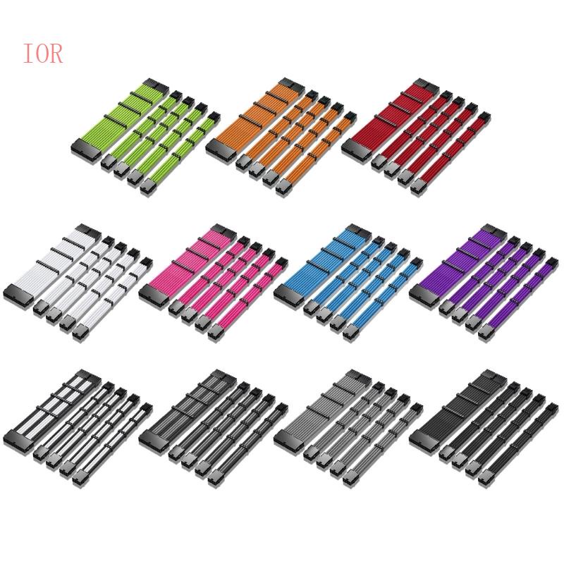 Dây Cáp Mở Rộng IOR 1PC ATX 24Pin 2Pcs CPU 8pin 4 + 4Pin 2Pcs PCI-E GPU 8pin