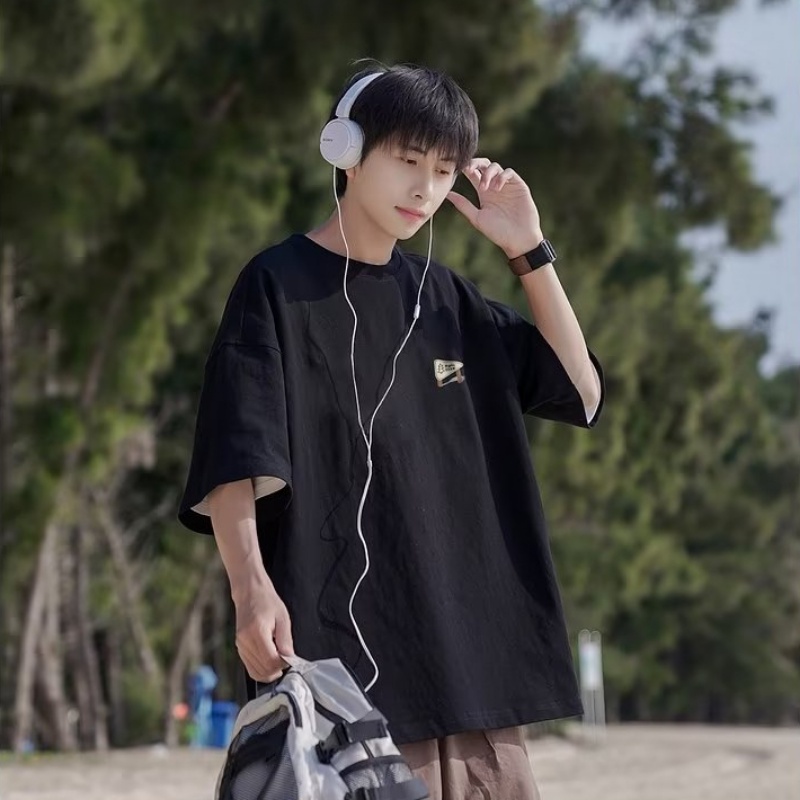 Áo Thun Tay Ngắn Dáng Rộng Chất Liệu Cotton Lụa Lạnh Thời Trang Mùa Hè Cho Nam 240g