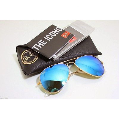 Kính râm kính râm Ray / Ban aviator RB3025 Woman Man gold / blue glass mirror-xinuul