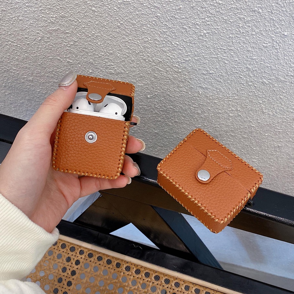 Vỏ Bảo Vệ Hộp Sạc Tai Nghe AirPods 1 2 3 Pro2 2022 Bằng TPU Mềm Kết Cấu Da Màu Trơn Thời Trang Chống Sốc