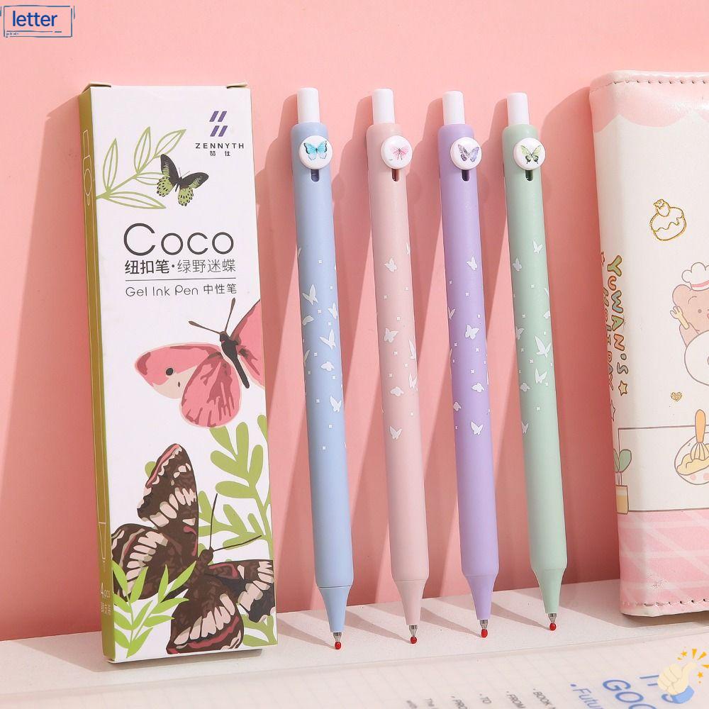 Set 4 Bút Mực Gel Họa Tiết Hoạt Hình Có Kẹp Tiện Dụng