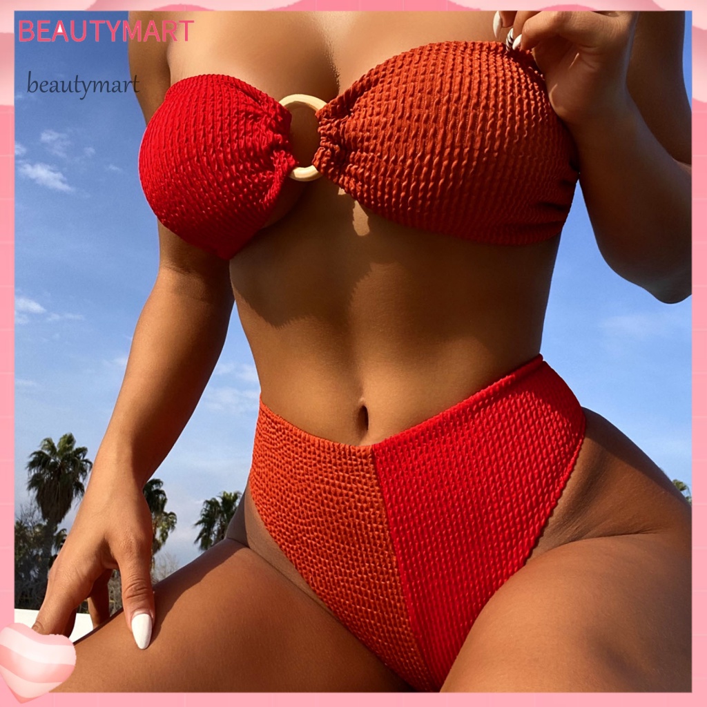 Bộ Bikini 2 Mảnh Dây Cột Màu Sắc Tương Phản Thời Trang Cho Nữ