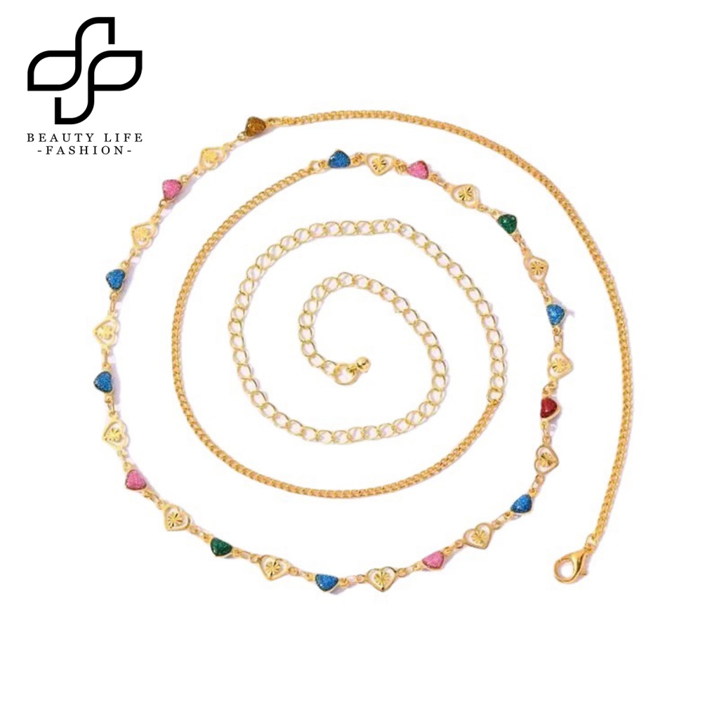 Dây Xích Đeo Hông Nhiều Màu Sắc Mặt Trái Tim Phong Cách Punk Đơn Giản Sáng Tạo Dành Cho Nữ