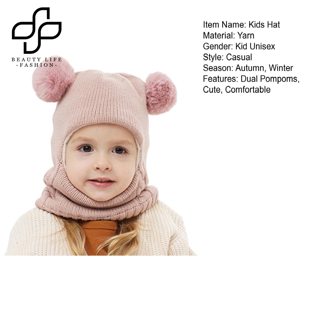 Mũ Beanie Dệt Kim 3 Trong 1 Co Giãn Dày Dặn Giữ Ấm Mùa Đông Cho Bé Trai Và Gái