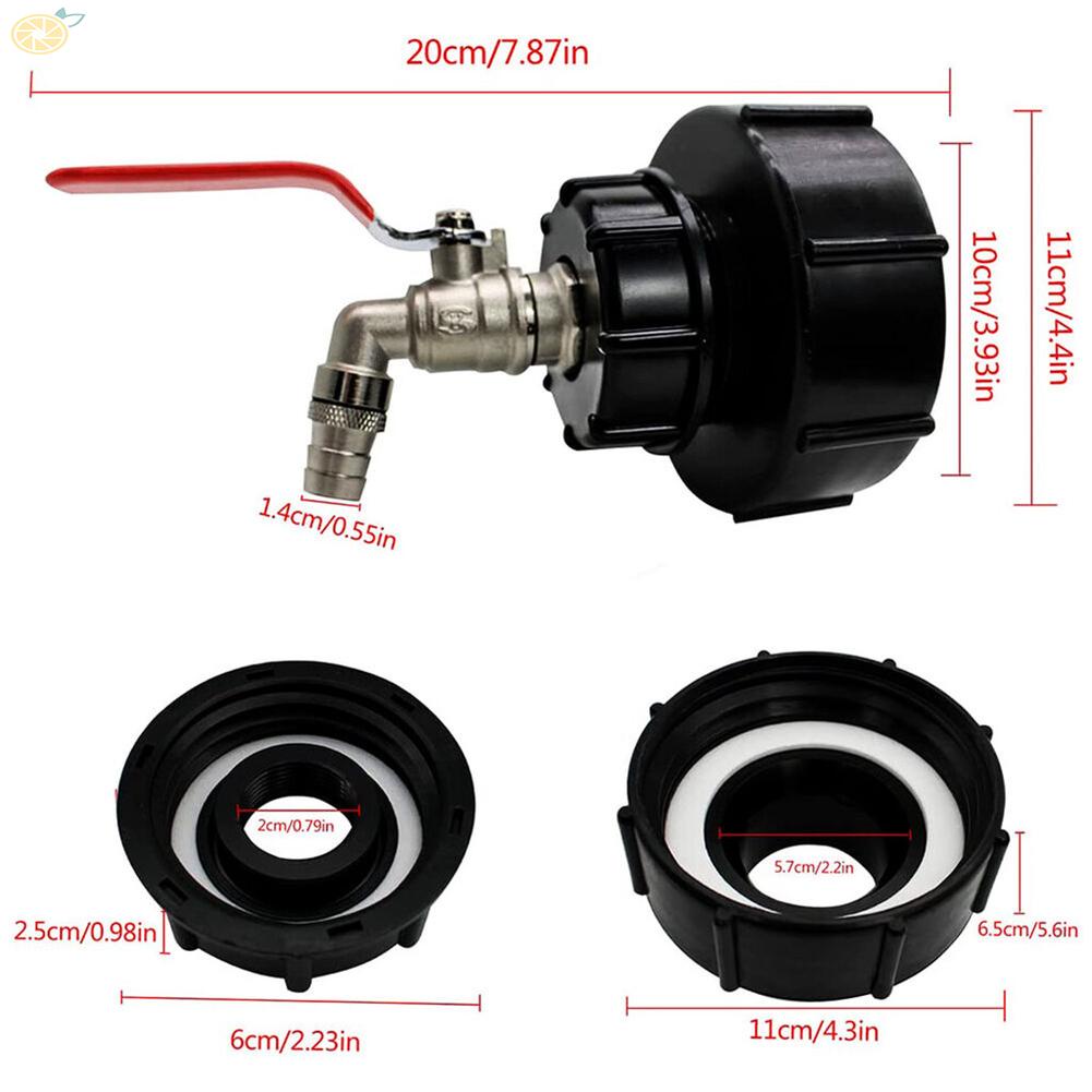 【VARSTR】Reliable IBC Adapter for Rainwater Tank with S100x8 and S60XCoarse Thread 3/4" Ball Valve Outlet Valve