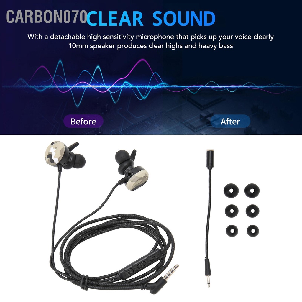 Carbon070 Tai nghe chơi game 3 5mm Giảm tiếng ồn có dây âm thanh nổi Mic thể tháo rời cho PS4 Xbox One PC